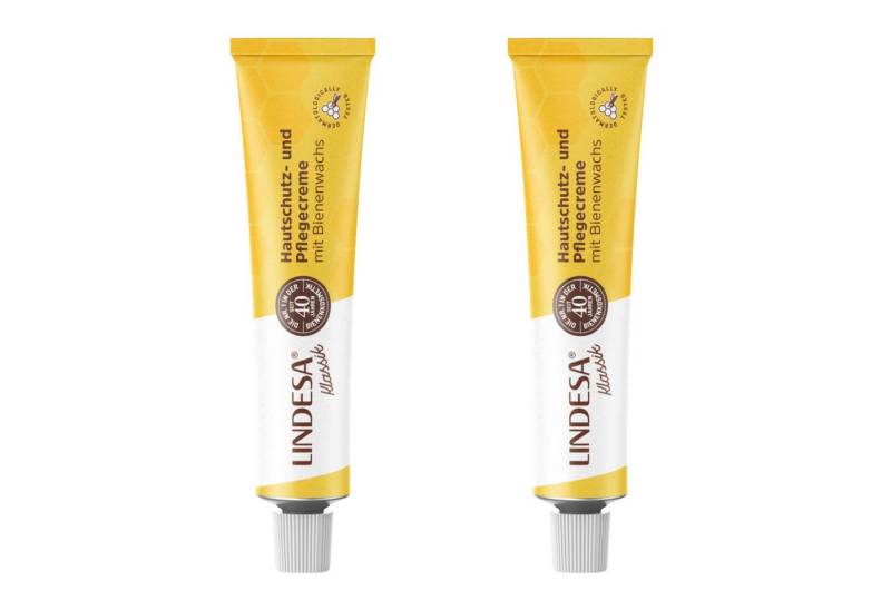 Lindesa Handcreme K Klassik Hautschutzpflegecreme mit Bienenwachs Handcreme 50 ml, 2-tlg., gelbe Alu-Tube von Lindesa