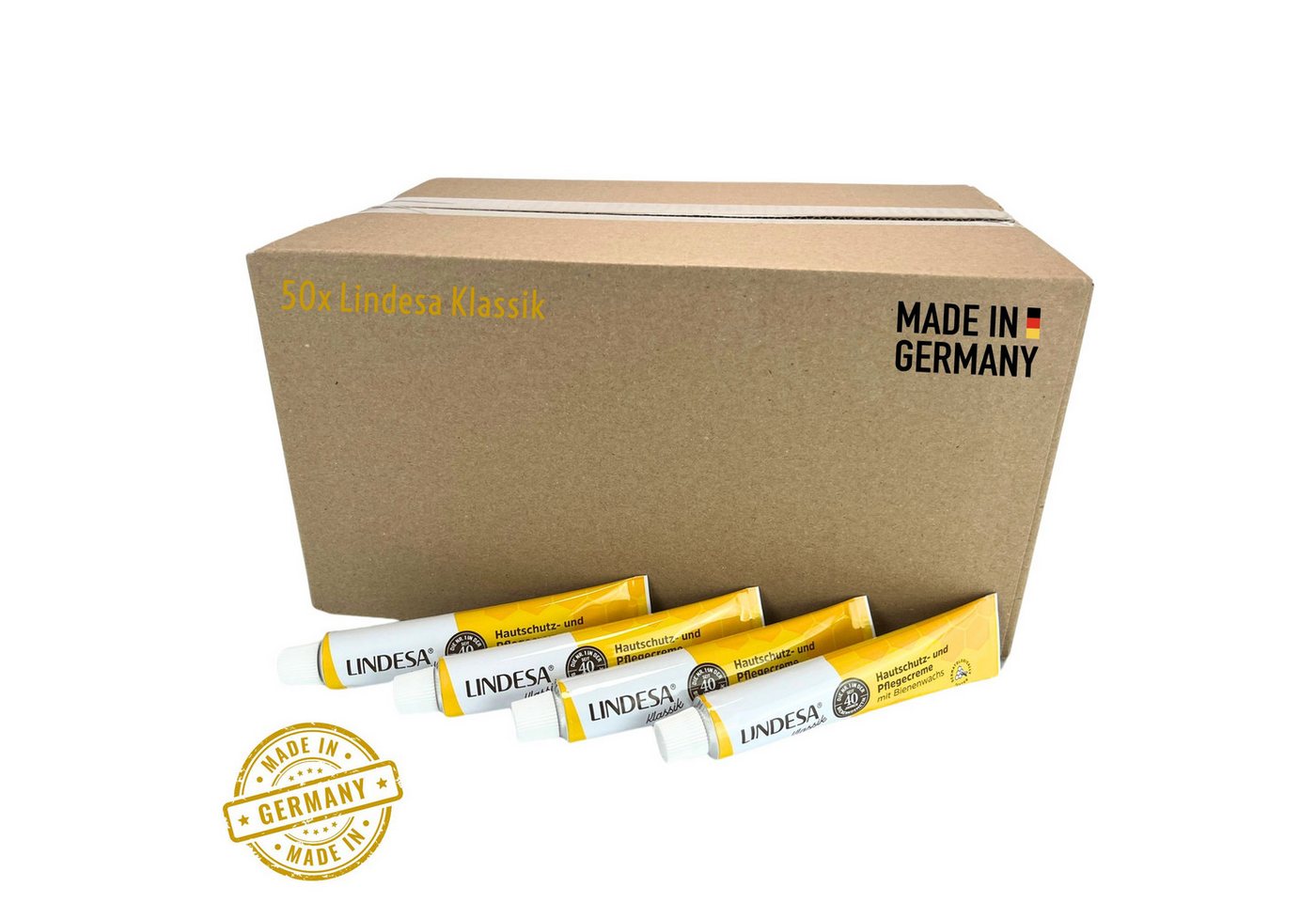 Lindesa Handcreme K Klassik Hautschutzpflegecreme mit Bienenwachs Handcreme 50 ml, 50-tlg., gelbe Alu-Tube Lindesa Handcreme K Klassik Hautschutzpflegecreme mit Bienenwachs Handcreme 50 ml, 50-tlg., gelbe Alu-Tube von Lindesa