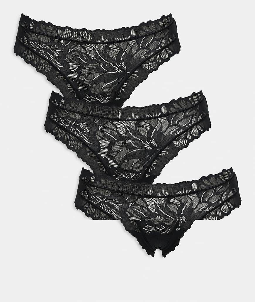 Lindex - 3er-Pack Brazilian-Slips aus Spitze in Schwarz von Lindex