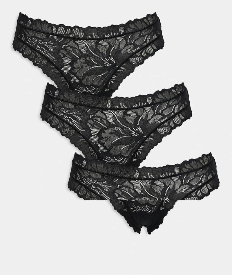 Lindex - 3er-Pack Brazilian-Slips aus Spitze in Schwarz von Lindex