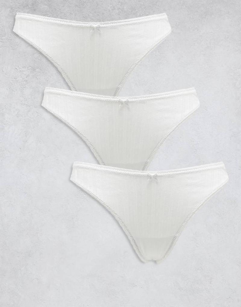 Lindex - 3er-Pack Tangas aus Pointelle in Weiß-Bunt von Lindex