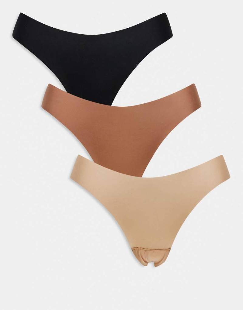 Lindex - 3er-Pack unsichtbare Tangas in neutralen Farben-Bunt von Lindex