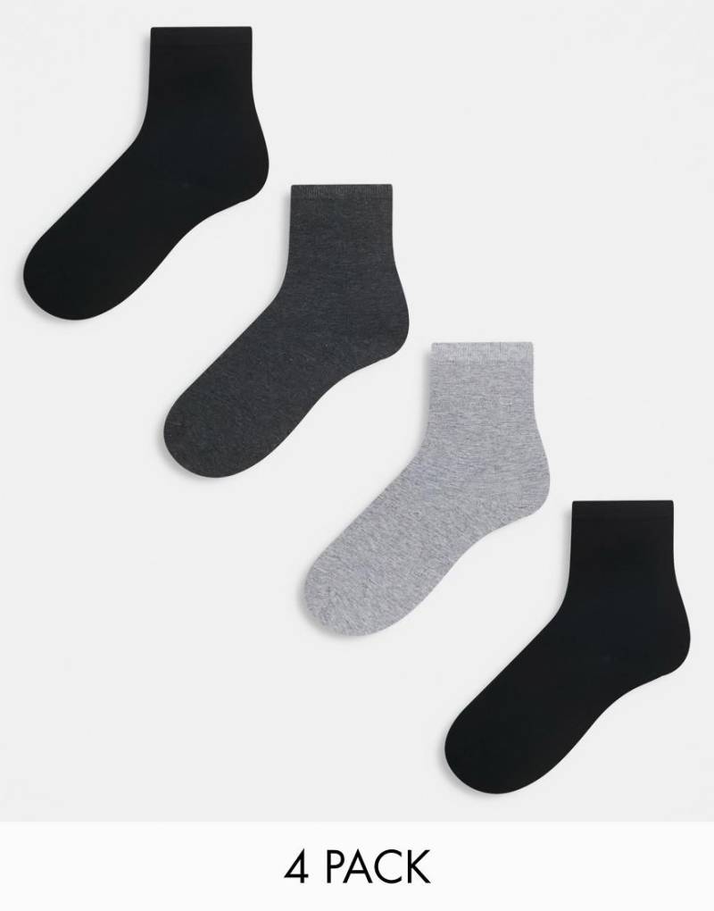 Lindex - 4er-Pack Knöchelsocken in Grautönen und in Schwarz-Bunt von Lindex
