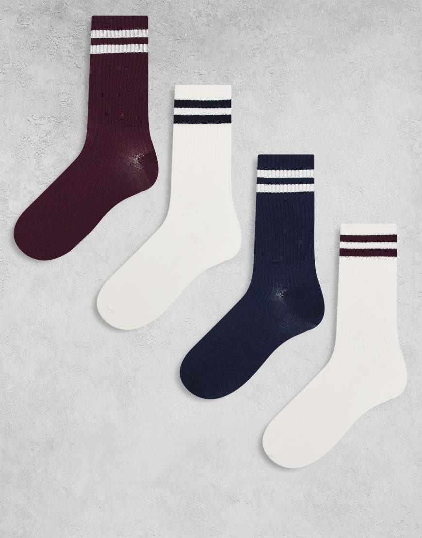 Lindex - 4er-Pack gerippte Sportsocken in verschiedenen Farben-Bunt von Lindex