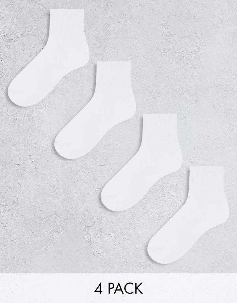 Lindex - 4er-Pack knöchelhohe Sportsocken in Weiß mit Rippenstruktur von Lindex