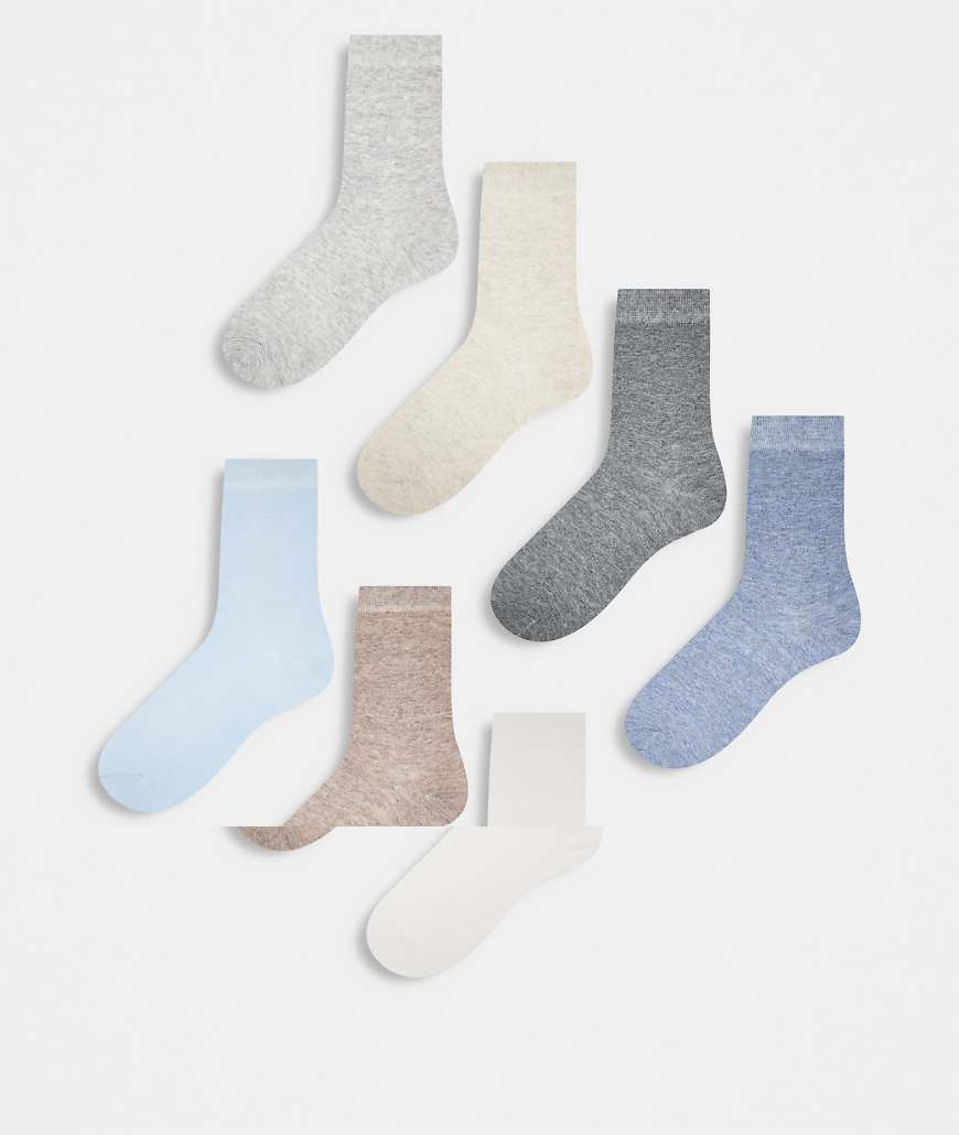 Lindex - 7er-Pack Knöchelsocken in Blau/neutralen Farben-Bunt von Lindex