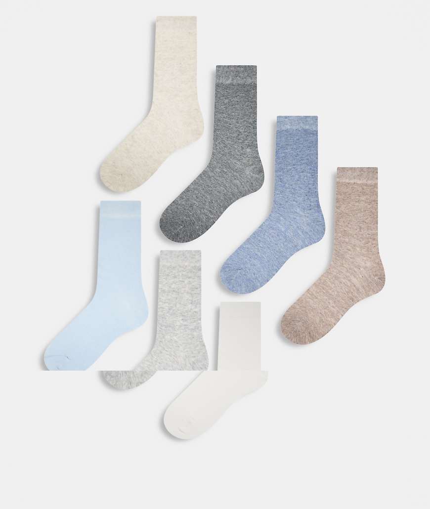 Lindex - 7er-Pack Knöchelsocken in Blau/neutralen Farben-Bunt von Lindex