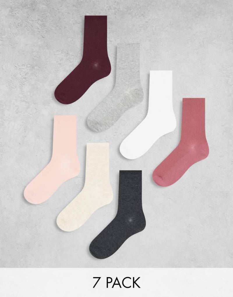 Lindex - 7er-Pack gerippte Knöchelsocken in verschiedenen hellen Farben-Bunt von Lindex