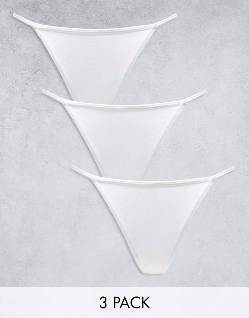 Lindex - Jennie - 3er-Pack Baumwoll-Tangas in Weiß von Lindex