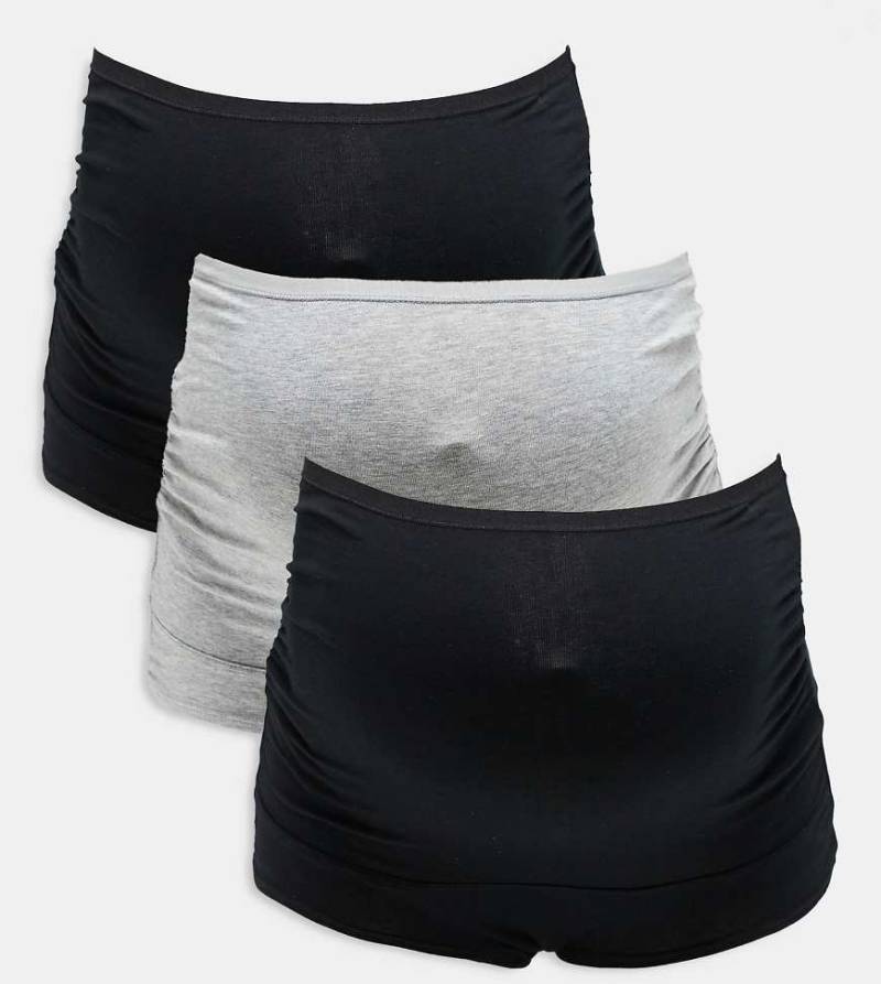 Lindex Maternity - MOM - 3er-Pack Brazilian-Umstandsslips in Schwarz/Grau-Bunt von Lindex
