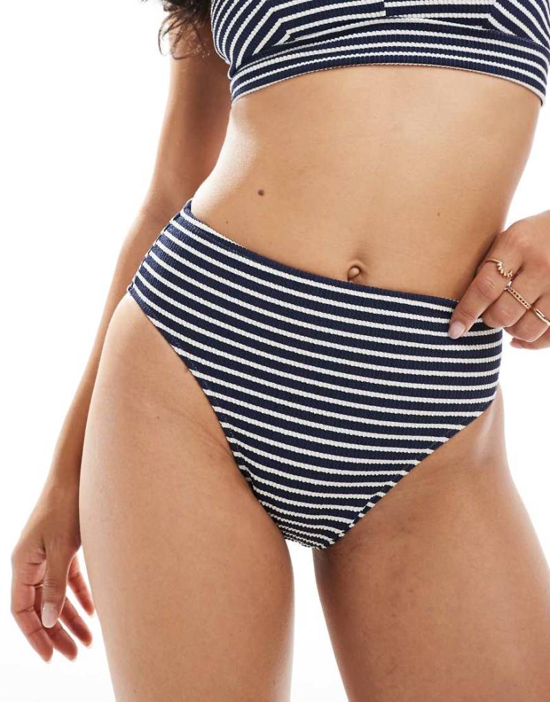 Lindex - Mix and Match - Hanna - Gerippte Bikinihose in Marineblau mit Streifen von Lindex