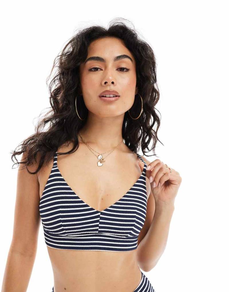 Lindex - Mix and Match - Kelly - Bustier-Bikinioberteil in Marineblau mit Streifen von Lindex