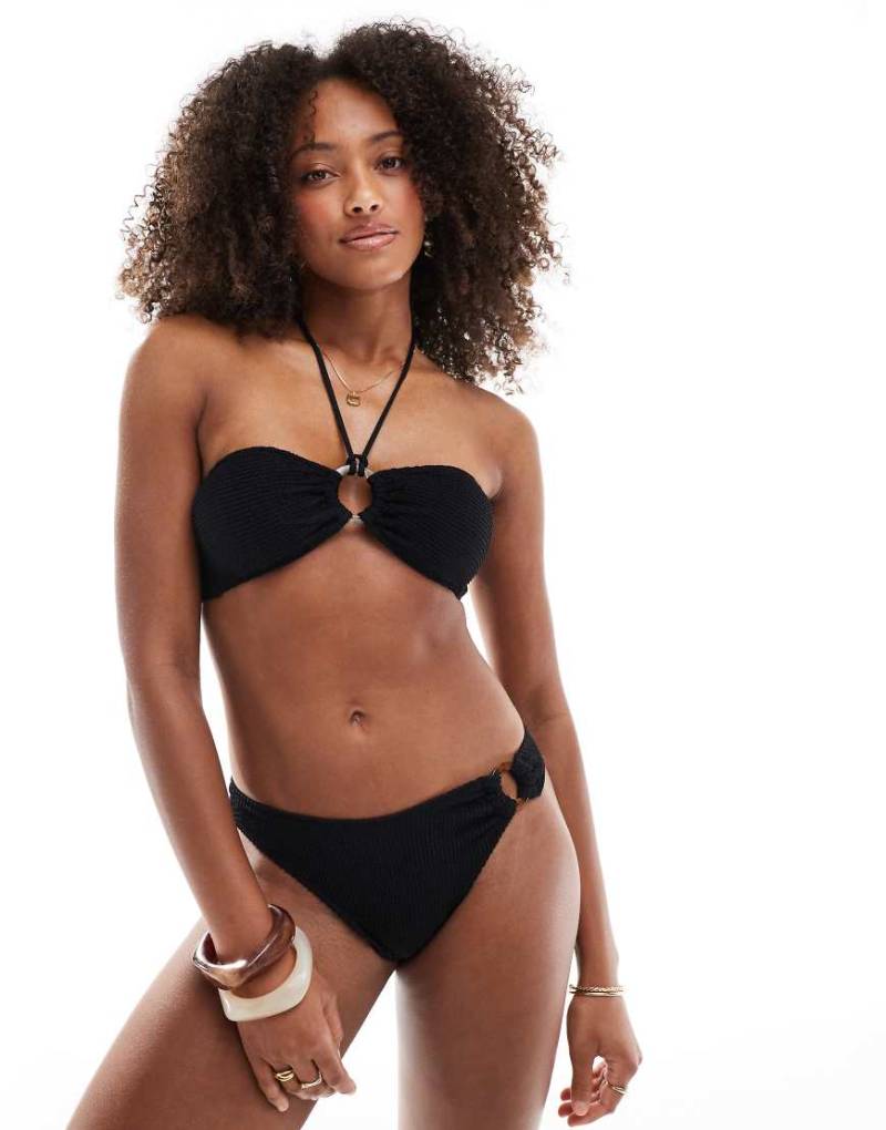 Lindex - Mix & Match - Naomi - Bikinihose in Schwarz mit Ringdetail von Lindex