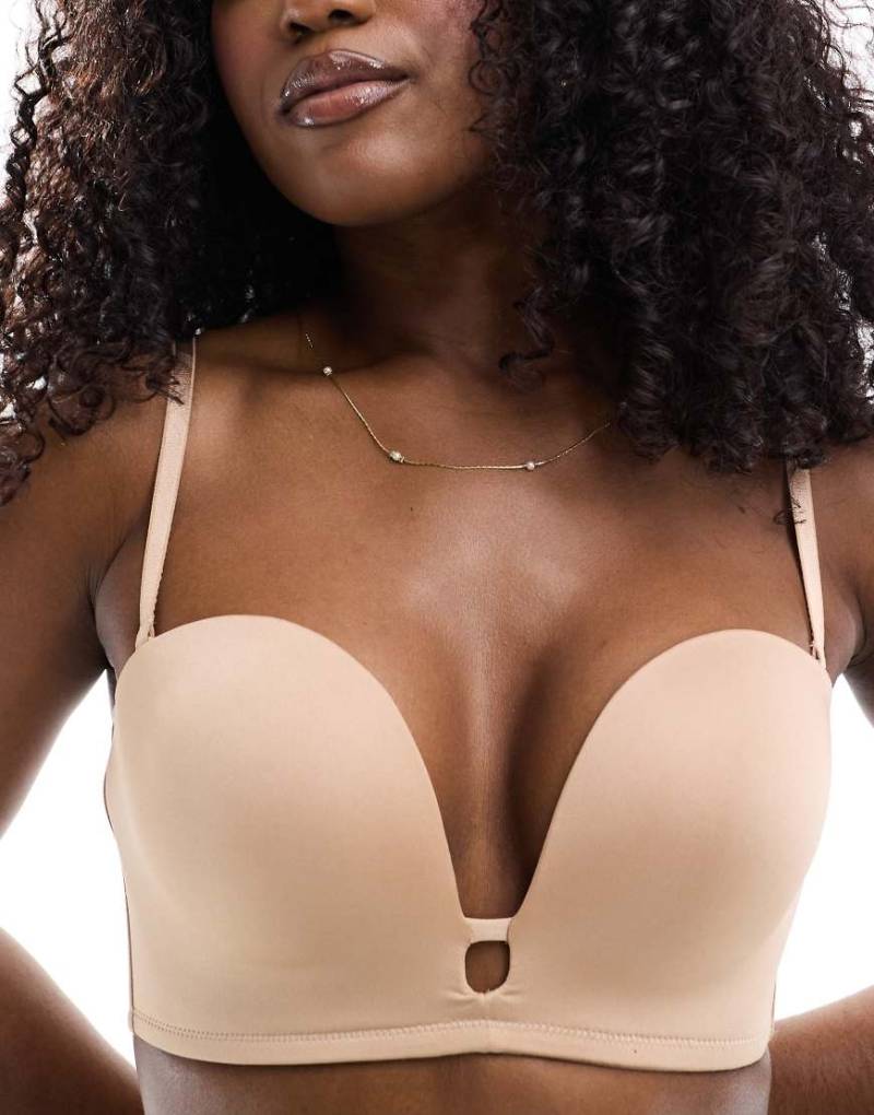 Lindex - Multifunktionaler Push-up-BH in Beige mit tiefem Ausschnitt und Wattierung-Neutral von Lindex
