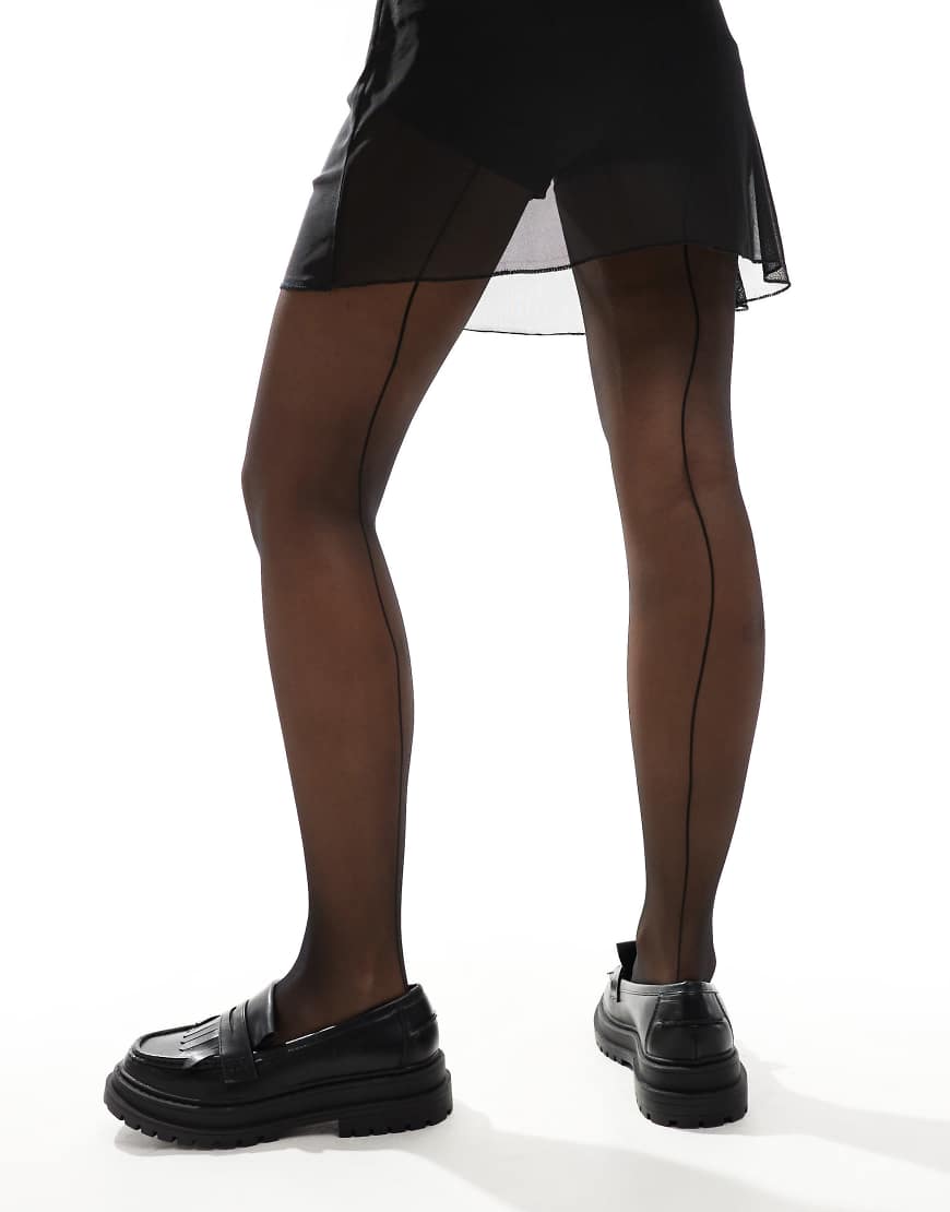 Lindex - Strumpfhose in Schwarz mit Streifendetail hinten, 20 DEN von Lindex