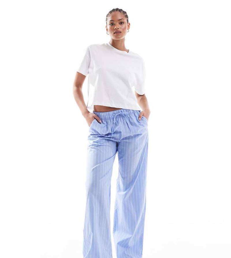 Lindex Tall - Baumwollhose in gestreiftem Blau mit Kordelzugbund von Lindex