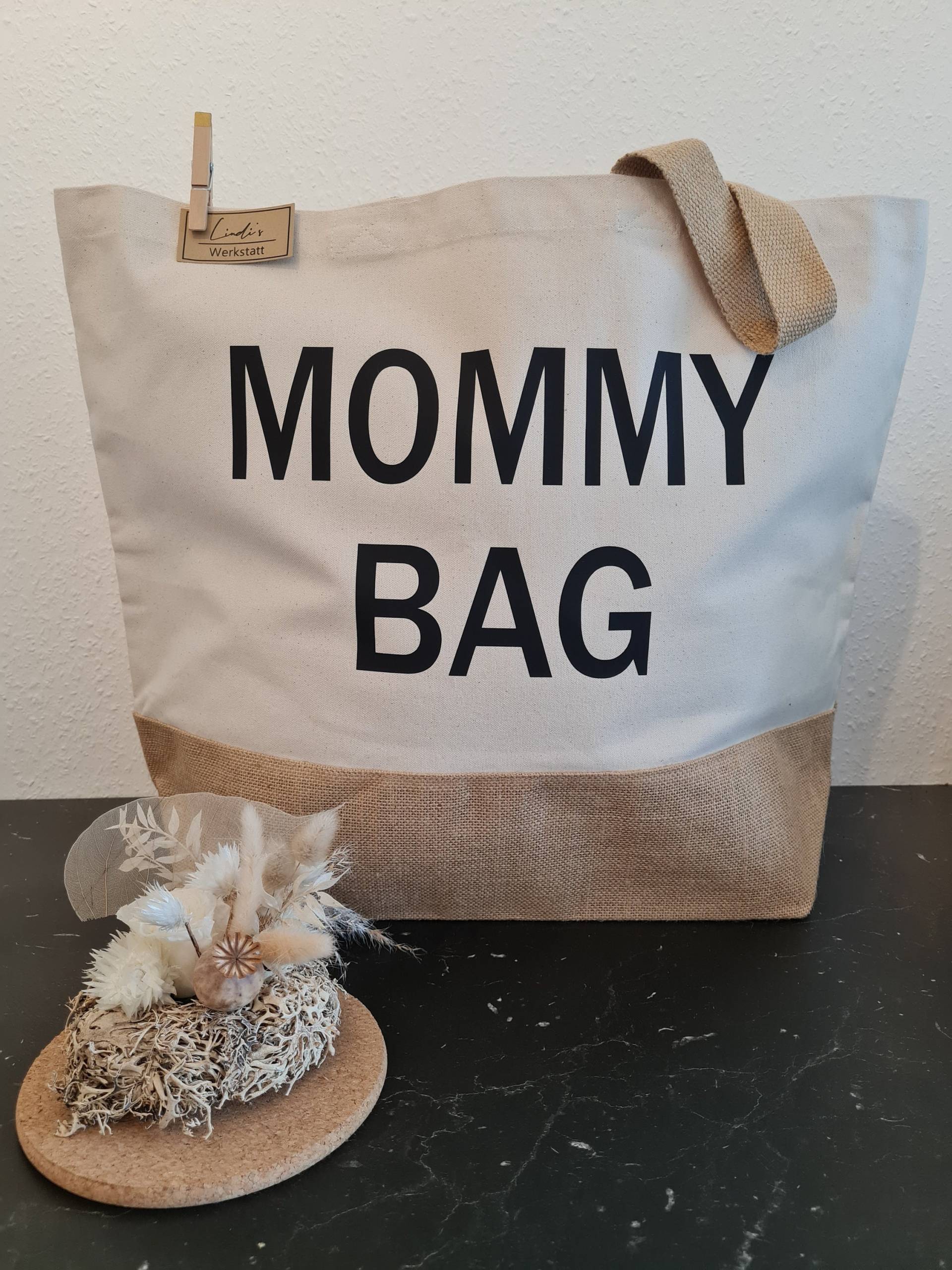 Personalisierte Mommybag | Mombag Jutetasche Shopper Handtasche Geschenkidee von LindisWerkstatt
