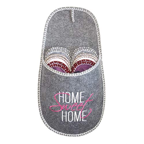 Lindong Weihnachten Filz Gästehausschuhe 6er Set Filzpantoffeln mit Antirutsch Sohle Unisex Größe 38/44 Passend für Viele Gäste (6-er Set 38/44 EU, Home) von Lindong