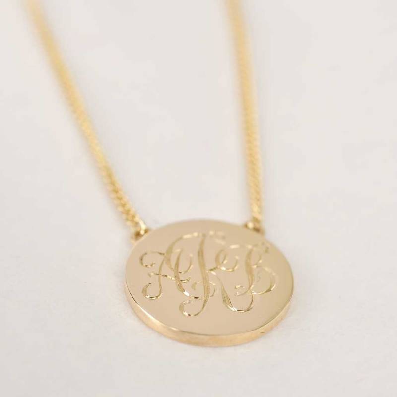 Gold Monogramm Halskette/Plättchen Initial Disc von LindsayPearsonShop