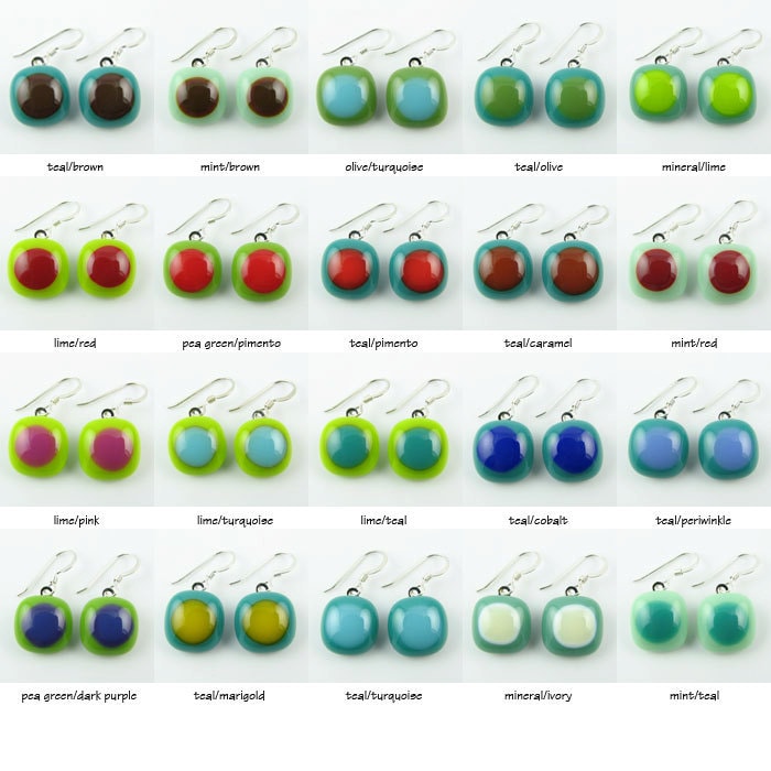 Geschmolzene Glas Bunte Funky Ohrringe von LindsaysDesigns