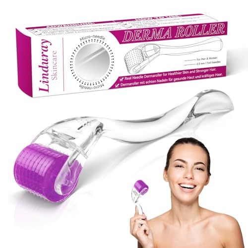 Bartroller 0,5 mm – Derma-roller mit 540 Titan-Nadeln für Bartwuchs & Haarwachstum, professioneller Microneedling Roller für Gesicht, Kopfhaut & Körper – Männer & Frauen, Anti-Aging, Hautpflege(Rosa) Bartroller 0,5 mm – Derma-roller mit 540 Titan-Nadeln für Bartwuchs & Haarwachstum, professioneller Microneedling Roller für Gesicht, Kopfhaut & Körper – Männer & Frauen, Anti-Aging, Hautpflege(Rosa) von Linduray Skincare