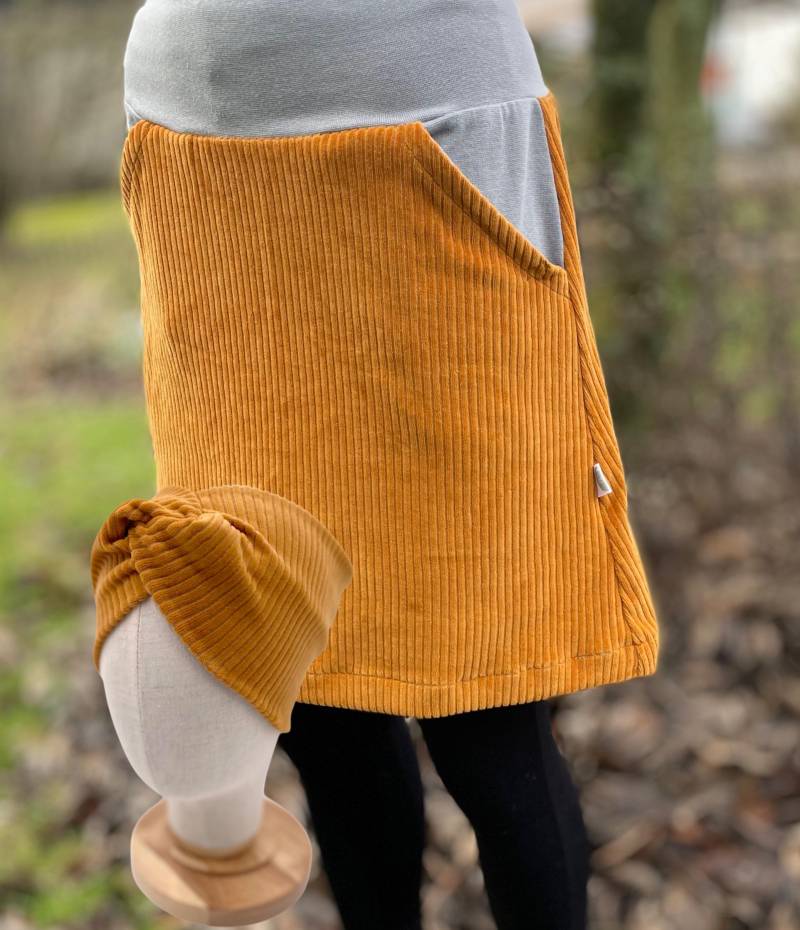 Bio Cord Rock Damen Senfgelb/Grau Mit Oder Ohne Haarband von LindwurmShop