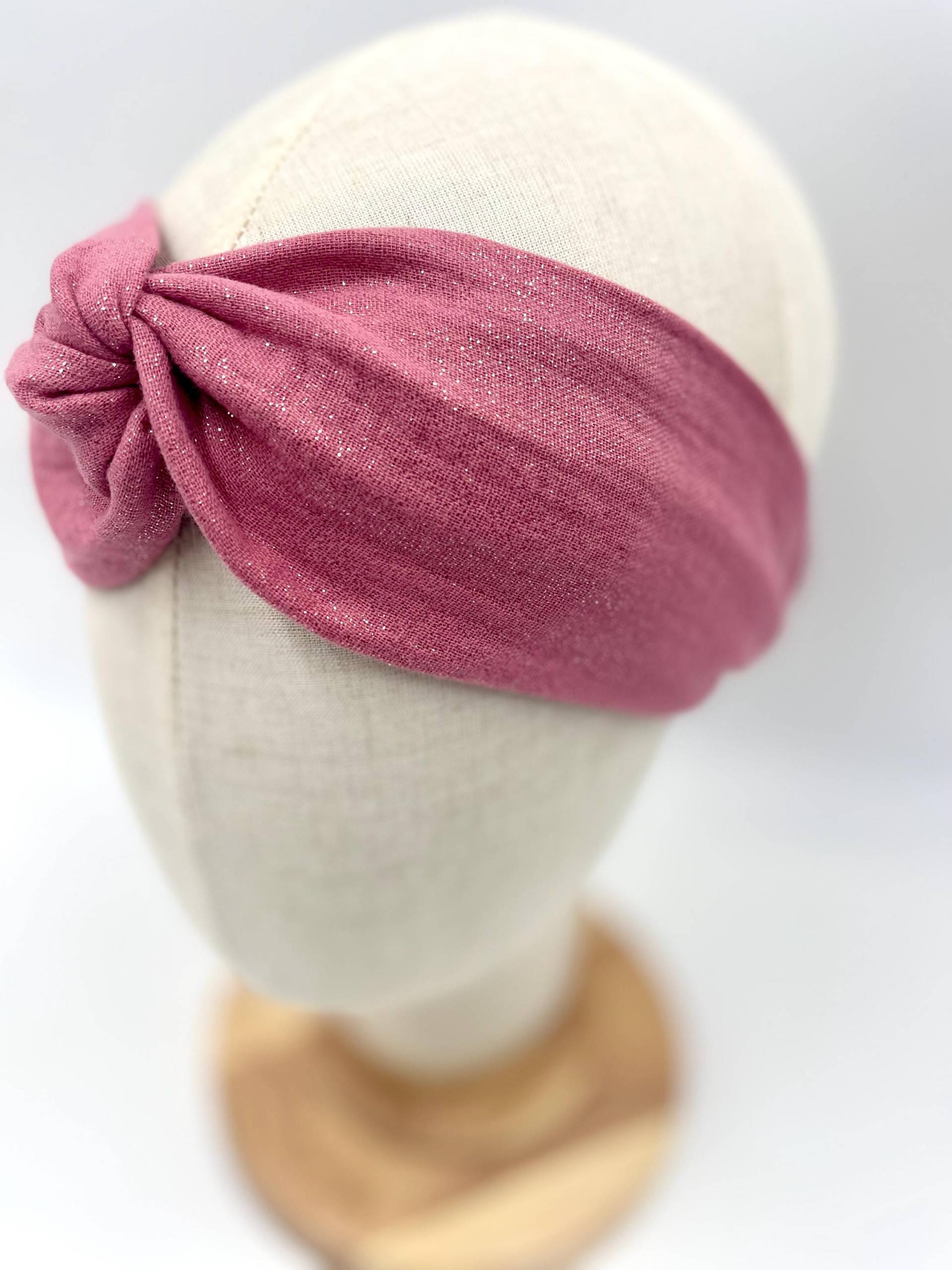 Haarband Musselin Altrosa Glitzer Für Kinder Und Damen von LindwurmShop