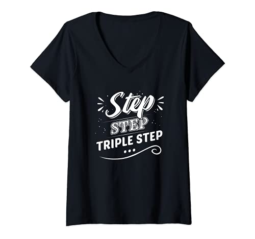 Damen Lindy Hop Tanztrainer T-Shirt mit V-Ausschnitt Damen Lindy Hop Tanztrainer T-Shirt mit V-Ausschnitt von Lindy Hop - Design tedesco