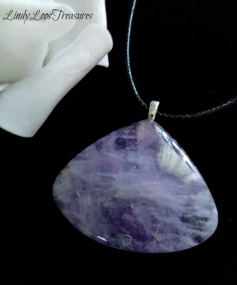 Amethyst Kristall Anhänger, Edelstein Naturstein Lila Halskette, Schmuck von LindyLoosTreasures