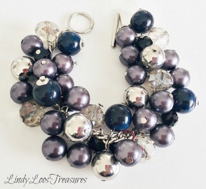 Chunky Kristall Perlen Armband, Schmuck, Handgefertigt, Geschenk Für Sie, Armband Femme, Boho von LindyLoosTreasures