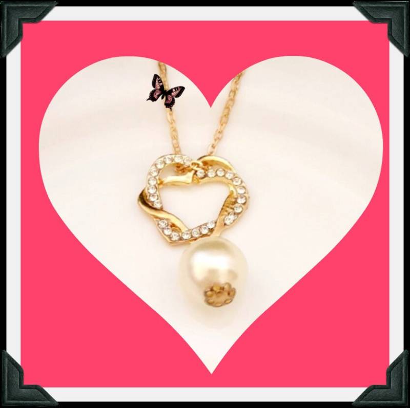 Gold Herz Und Perlen Anhänger Halskette, Goldenes Mit Perlenkette, Verflochtene Valentinstag Geschenk, Geschenk Für Frau von LindyLoosTreasures