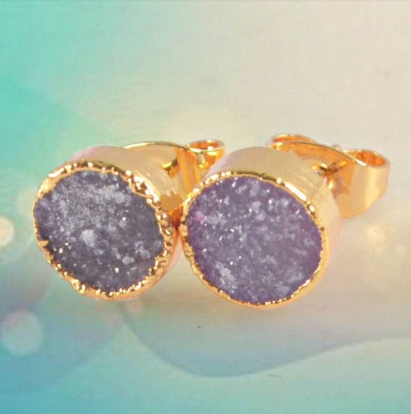 Rosa Achat Druzy Geode Ohrstecker, Ohrringe Ohrstecker Gold, Ohrringe von LindyLoosTreasures