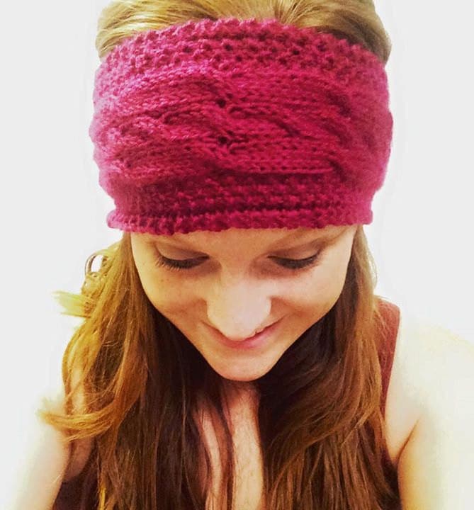 Magenta Verkabelt Stirnband Ohr Wärmer Magenta Verkabelt Stirnband Ohr Wärmer von LindzKnitz