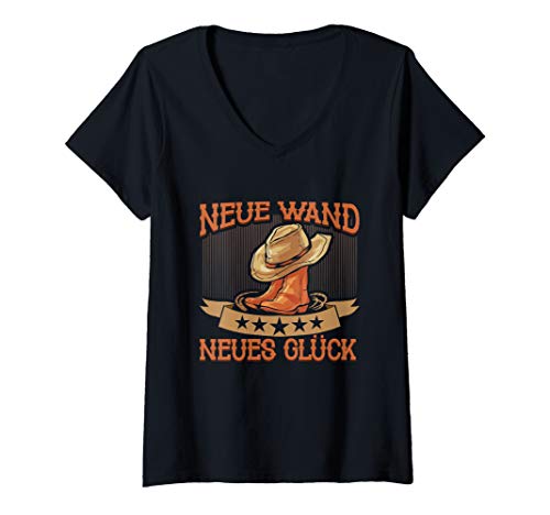 Damen Line Dance Neue Wand Neues Glück Western Line Dancing T-Shirt mit V-Ausschnitt von Line Dance Choreographie Designs