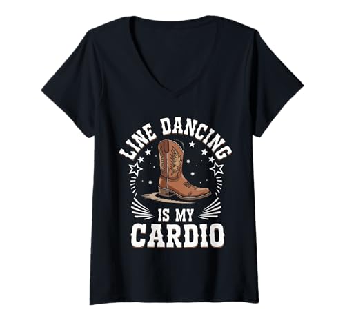 Damen Line Dancing ist Mein Cardio-Tänzer-Land T-Shirt mit V-Ausschnitt Damen Line Dancing ist Mein Cardio-Tänzer-Land T-Shirt mit V-Ausschnitt von Line Dance Country Dancing Dancer
