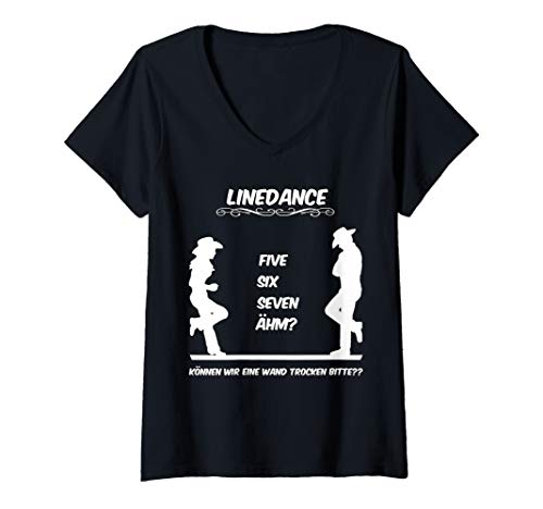Damen Lustiges Linedance Design T-Shirt mit V-Ausschnitt Damen Lustiges Linedance Design T-Shirt mit V-Ausschnitt von Line Dance Country World, American Western Fashion