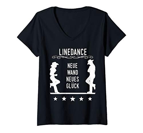 Damen Lustiges Linedance Motiv T-Shirt mit V-Ausschnitt Damen Lustiges Linedance Motiv T-Shirt mit V-Ausschnitt von Line Dance Country World, American Western Fashion
