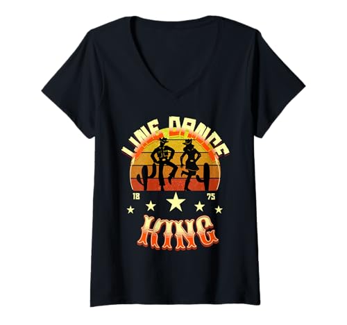 Damen Line Dance King Country Western Tanzen T-Shirt mit V-Ausschnitt Damen Line Dance King Country Western Tanzen T-Shirt mit V-Ausschnitt von Line Dance Damen Herren Zubehör