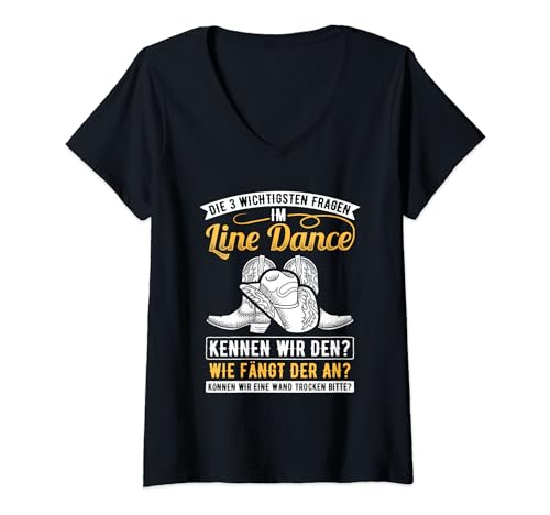 Damen Die 3 Wichtigsten Fragen Linedance Tanzen Line Dance T-Shirt mit V-Ausschnitt Damen Die 3 Wichtigsten Fragen Linedance Tanzen Line Dance T-Shirt mit V-Ausschnitt von Line Dance Geschenke für Cowgirls