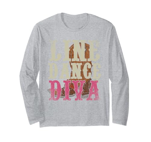 Line Dance Diva Cowboystiefel Line Dancer Damen Line Dance Langarmshirt von Line Dance Gifts Cowboy Country Music