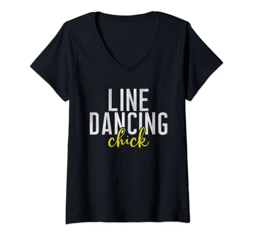 Damen Line Dancing Chick T-Shirt mit V-Ausschnitt von Line Dance Gifts