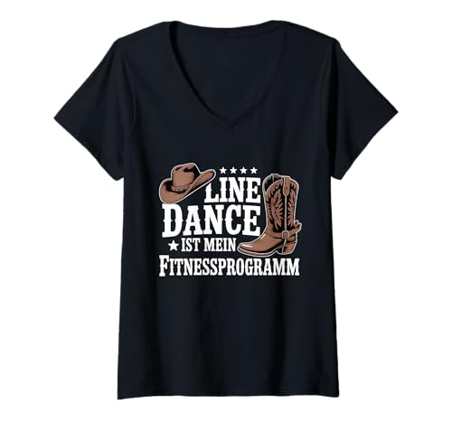 Damen Line Dance Ist Mein Fitnessprogramm Line Dance T-Shirt mit V-Ausschnitt Damen Line Dance Ist Mein Fitnessprogramm Line Dance T-Shirt mit V-Ausschnitt von Line Dance Tanz Line Dancing
