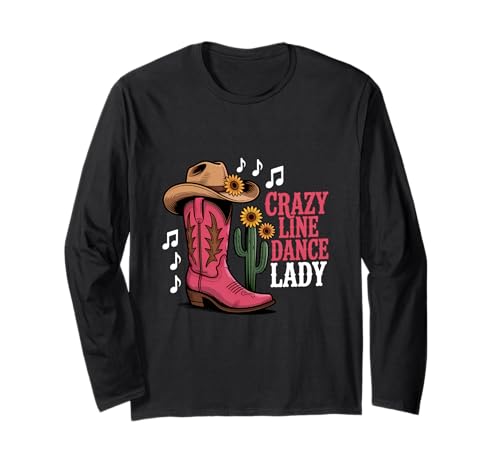 Verrückter Line Dance Line Dance für Damen Langarmshirt von Line Dancing Country Music Western