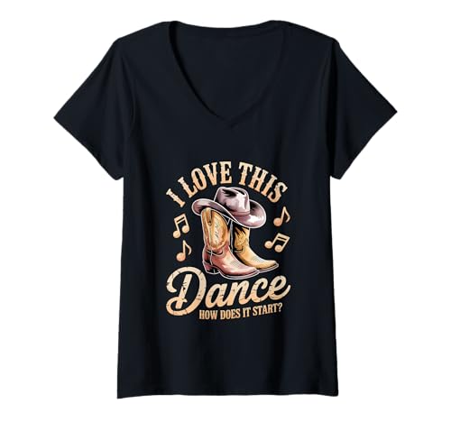 Damen Ich Liebe diesen Tanz Wie fängt er an? Line Dance Country T-Shirt mit V-Ausschnitt Damen Ich Liebe diesen Tanz Wie fängt er an? Line Dance Country T-Shirt mit V-Ausschnitt von Line Dancing Country Western Dance