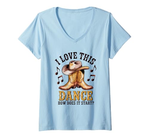 Damen Ich Liebe diesen Tanz Wie fängt er an? Line Dance T-Shirt mit V-Ausschnitt Damen Ich Liebe diesen Tanz Wie fängt er an? Line Dance T-Shirt mit V-Ausschnitt von Line Dancing Country Western Dance