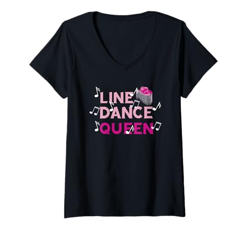 Damen Country Western Line Dance Queen Cowboyhut Line Dancer T-Shirt mit V-Ausschnitt Damen Country Western Line Dance Queen Cowboyhut Line Dancer T-Shirt mit V-Ausschnitt von Line Dancing Line Dancer Texas Dance Line Dance