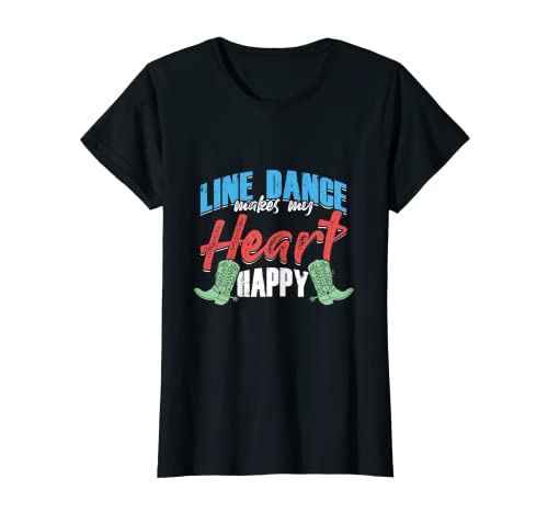 Damen Linedance Tanzen Macht Mich Glücklich Herz Western Geschenk T-Shirt Damen Linedance Tanzen Macht Mich Glücklich Herz Western Geschenk T-Shirt von Line Linedancing Tanz Choreografischer Dance
