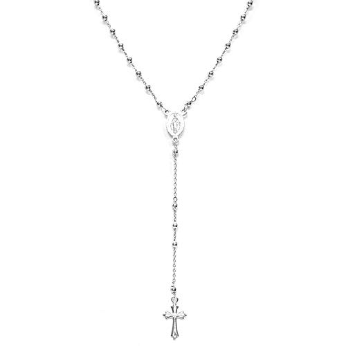 Linea Italia Gioielli – Rosenkranz-Halskette aus 925er Silber mit Kreuz und Medaille – Made in Italy, Silber, Silberfarben Linea Italia Gioielli – Rosenkranz-Halskette aus 925er Silber mit Kreuz und Medaille – Made in Italy, Silber, Silberfarben von Linea Italia