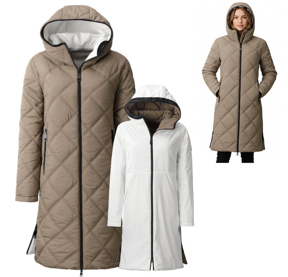 Linea Primero Hardshelljacke Linea Primero - Damen NAKITA warmer Wende-Mantel 15.000 mm, weiß braun von Linea Primero
