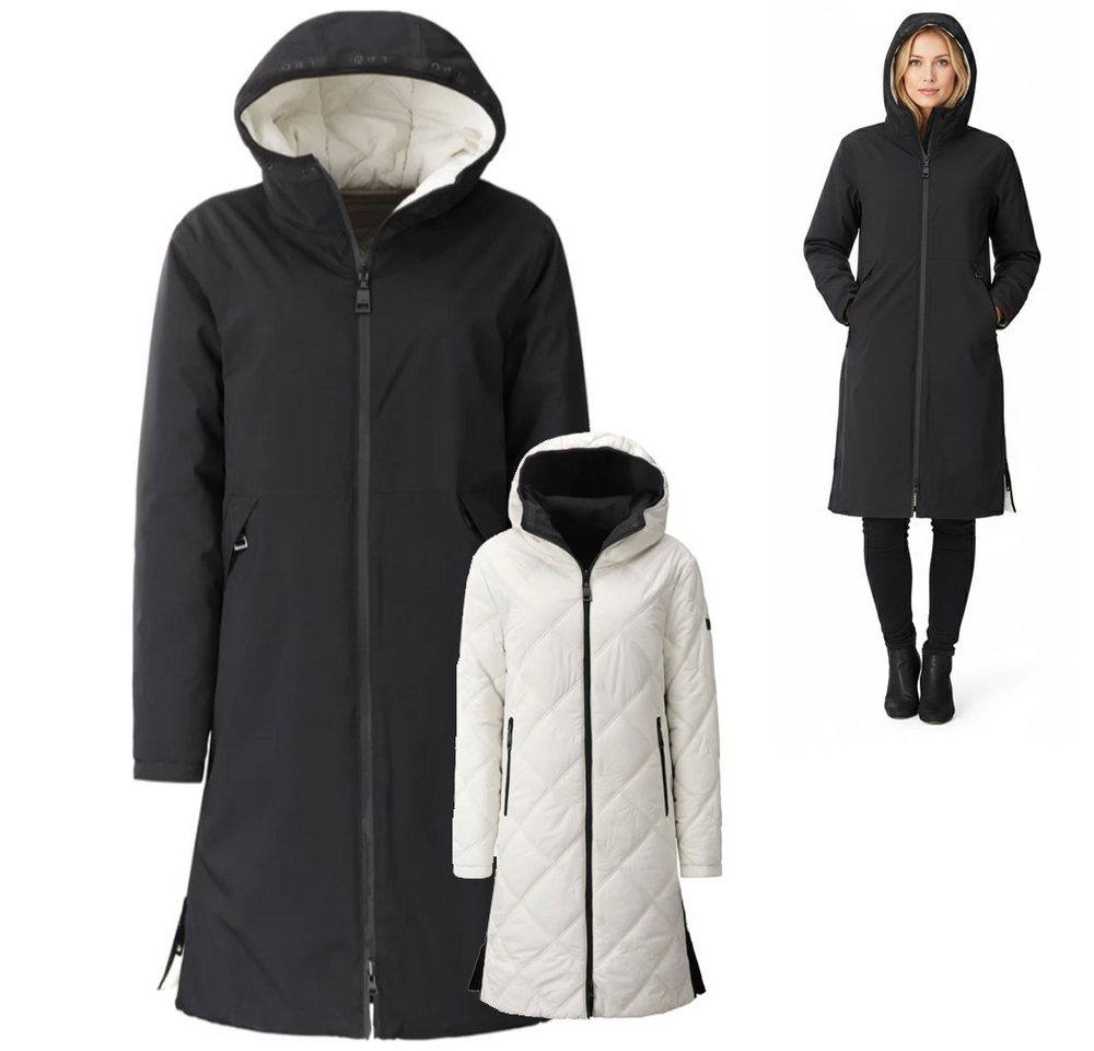 Linea Primero Hardshelljacke Linea Primero - Damen NAKITA warmer Wende-Mantel 15.000 mm, weiß grau von Linea Primero